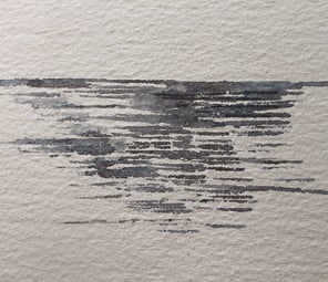 Fig. 1. Using a ¾ inch you can create the effect of light on water effectively by simply allowing the tip of the brush to make its mark, almost like block printing.